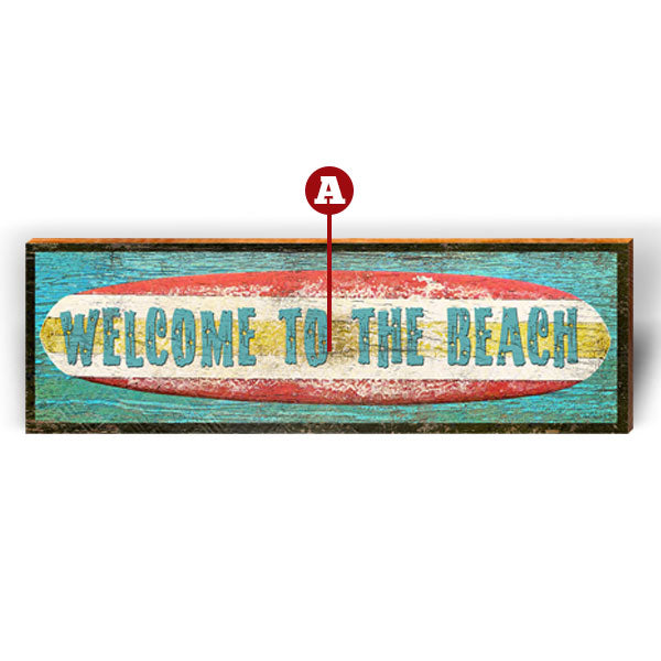 Customizable Surf Board Welcome Sign | Wall Art Print on Real Wood