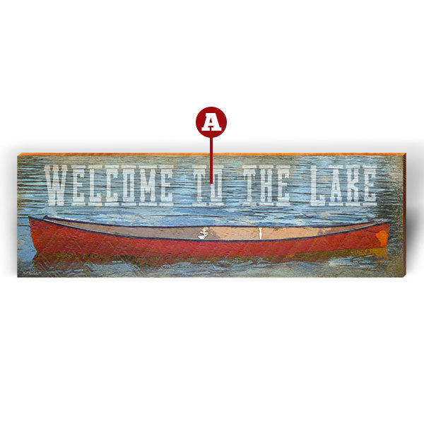 Customizable Red Boat "Welcome To" | Wall Art Print on Real Wood