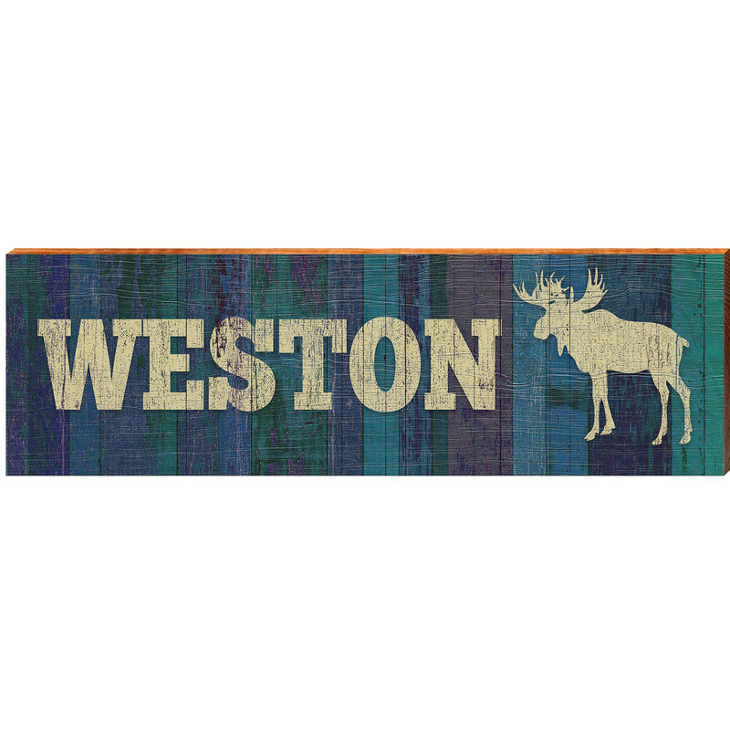 Weston Moose Navy | Wall Art Print on Real Wood