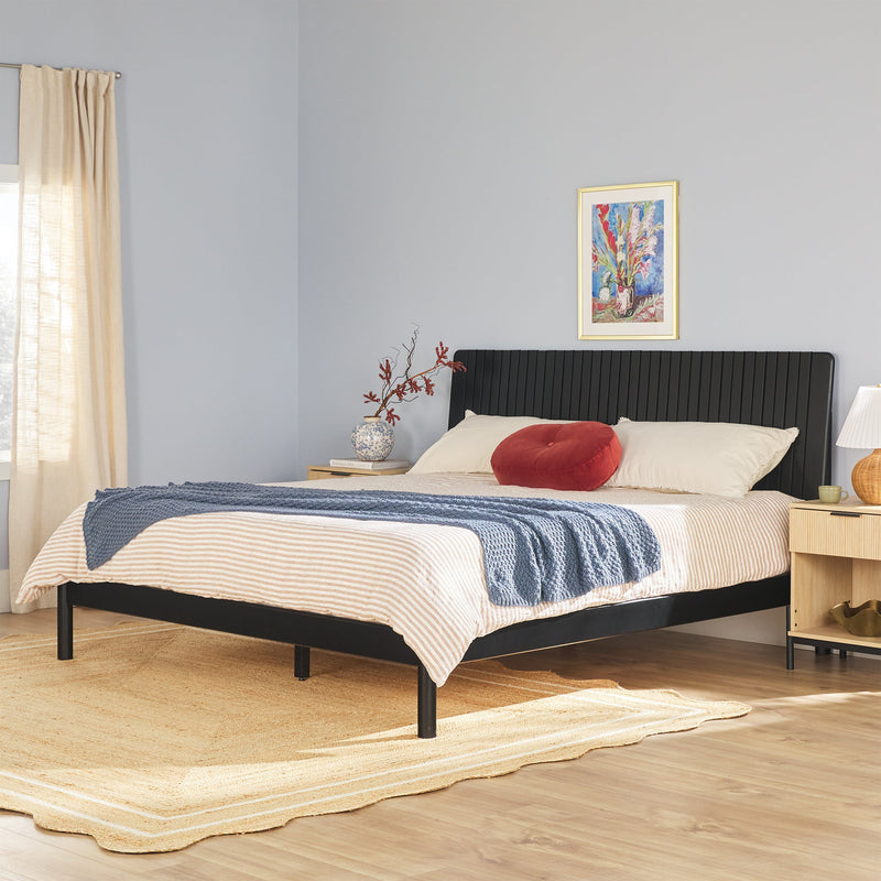 Cama Slatted Headboard Mid-Century Modern Solid Wood Bed