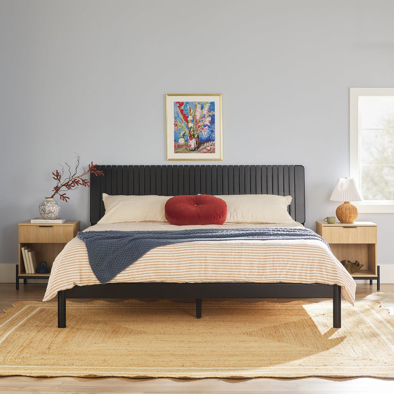 Cama Slatted Headboard Mid-Century Modern Solid Wood Bed