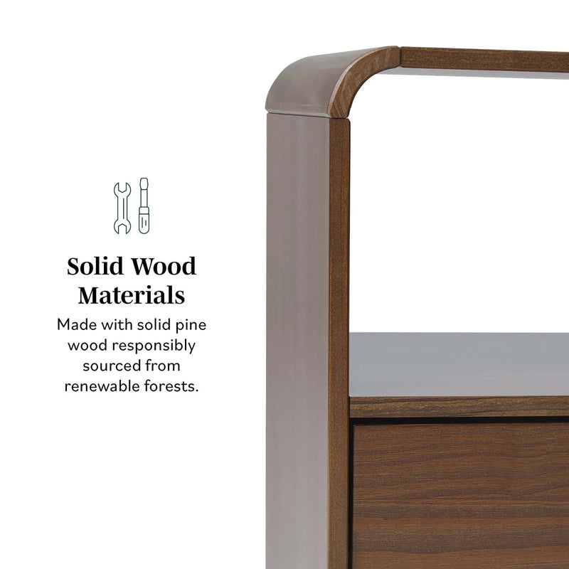 Elias Modern Curved-Frame Solid Wood Nightstand