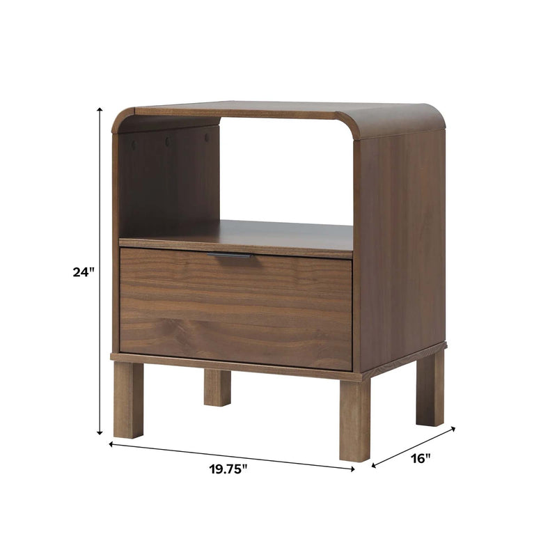 Elias Modern Curved-Frame Solid Wood Nightstand