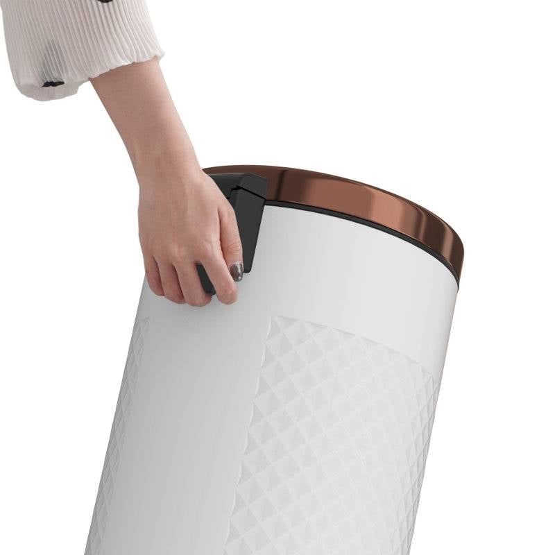 Hands Free White/Gold Metal Step On Trash Can - 8 Gallons, photo 3 of 4