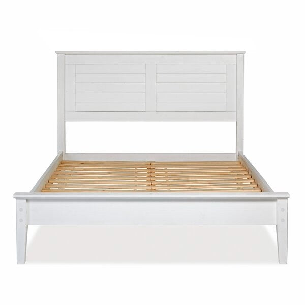 Contemporary White Solid Pine Platform Bed in Queen Size, photo 2 of 3
