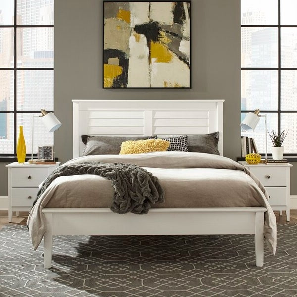 Contemporary White Solid Pine Platform Bed in Queen Size, photo 3 of 3