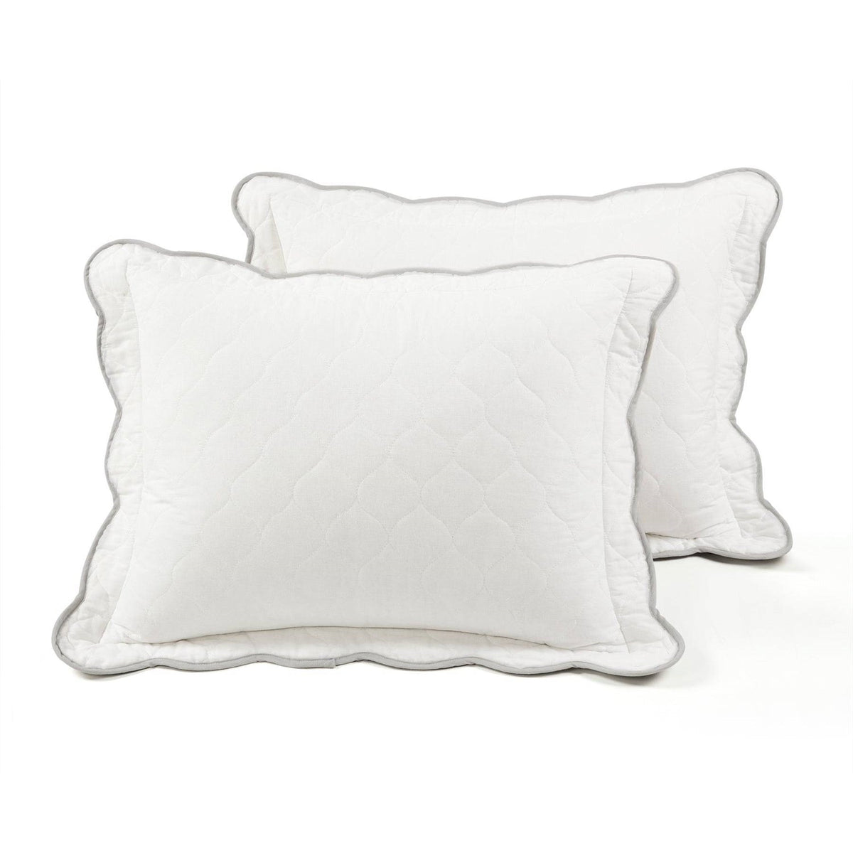 Full/Queen White Grey Scalloped Edge Reversible Thin Light Quilt Set, photo 5 of 5