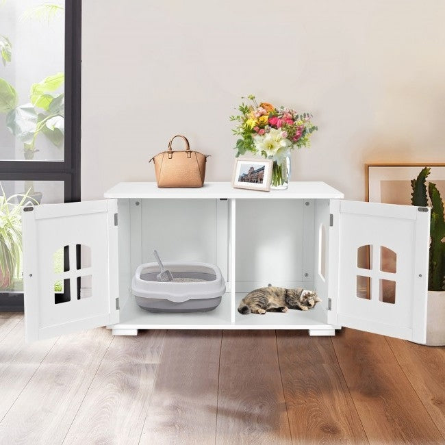 White  Modern Large Ventilated Private Divider Cat Litter Box, photo 3 of 5