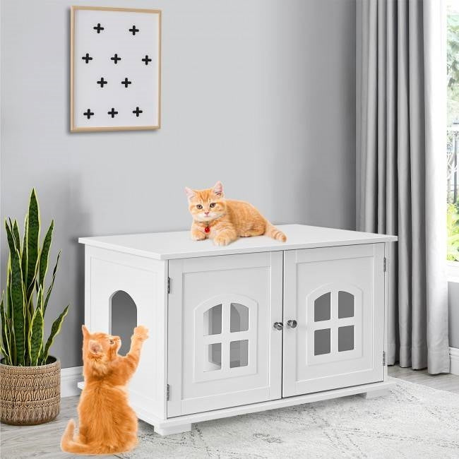 White  Modern Large Ventilated Private Divider Cat Litter Box, photo 5 of 5