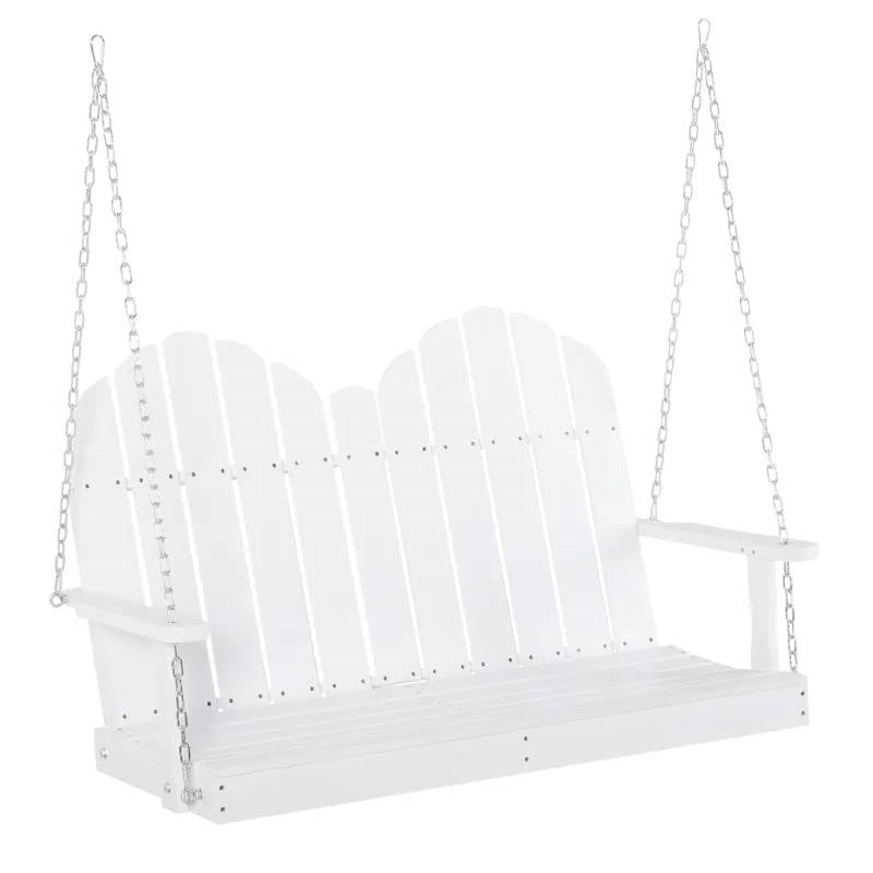 White Solid Wood 2-Seater Hanging Patio Porch Swing, photo 3 of 5