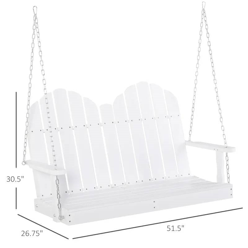 White Solid Wood 2-Seater Hanging Patio Porch Swing, photo 5 of 5