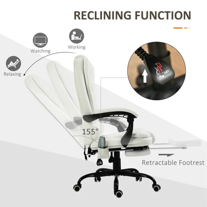 White 7 Mode Vibrating High Back Executive Massage Adjustable Office Chair, photo 3 of 5