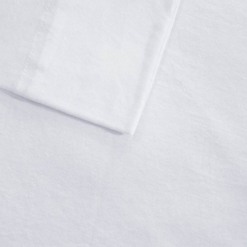 Twin Size 4-Piece Cotton Blend Jersey Sheet Set in White, photo 3 of 3