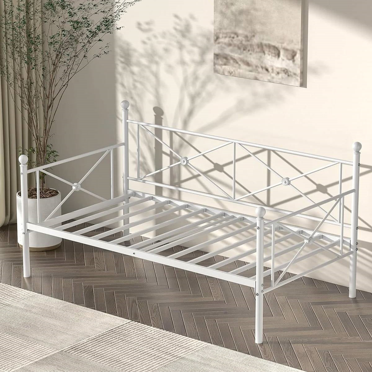 Twin size Heavy Duty Metal Daybed Frame in Classic White Finish, photo 3 of 5