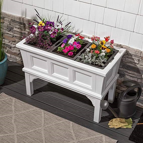 White Rectangular Raised Garden Bed Planter Box with Removeable Trays, photo 4 of 4