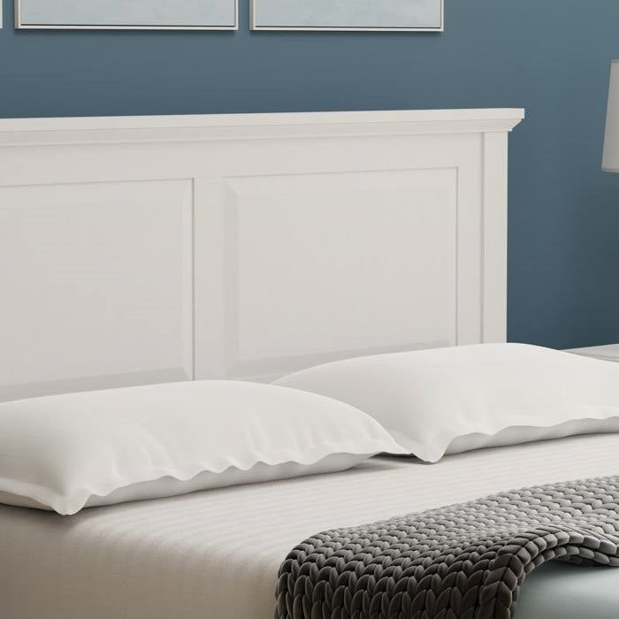 Full Traditional Solid Oak Wooden Platform Bed Frame with Headboard in White, photo 3 of 5