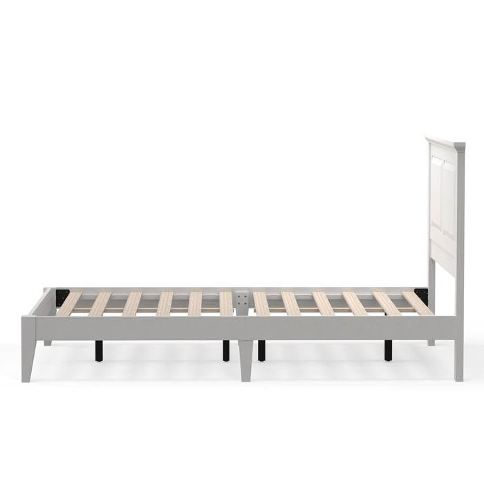 Full Traditional Solid Oak Wooden Platform Bed Frame with Headboard in White, photo 5 of 5