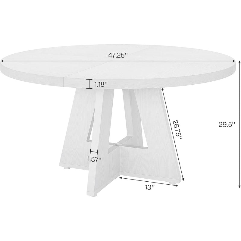Modern Kitchen Round Circular Dining Table in White Wood Finish, photo 5 of 5