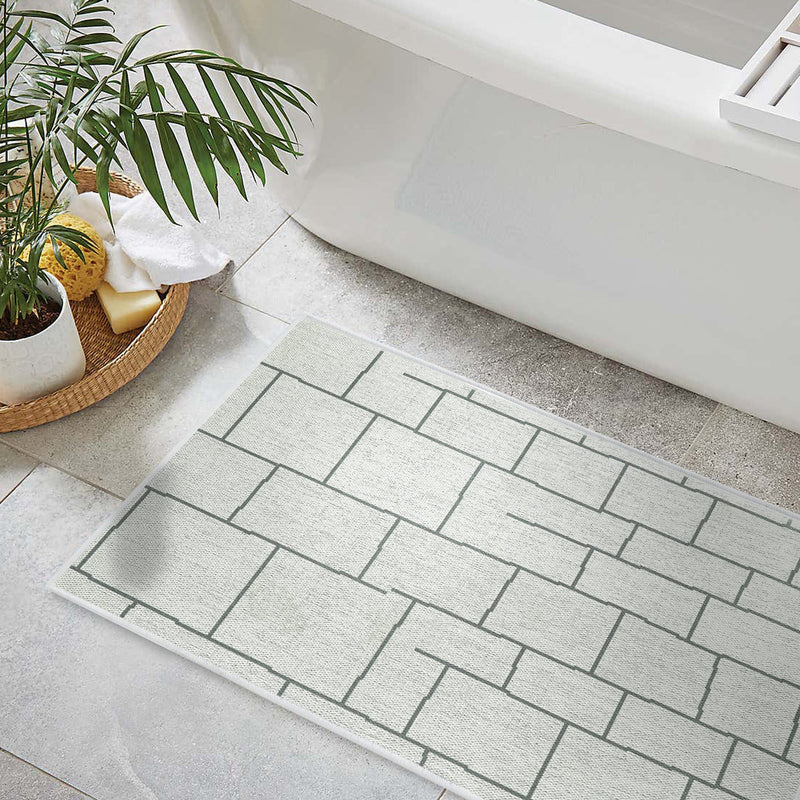 Grid Design Multipurpose Floor Mat | 20"x31" | Ivory