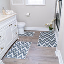 Chevron Design 3 Piece Bathroom Rugs Set | Gray