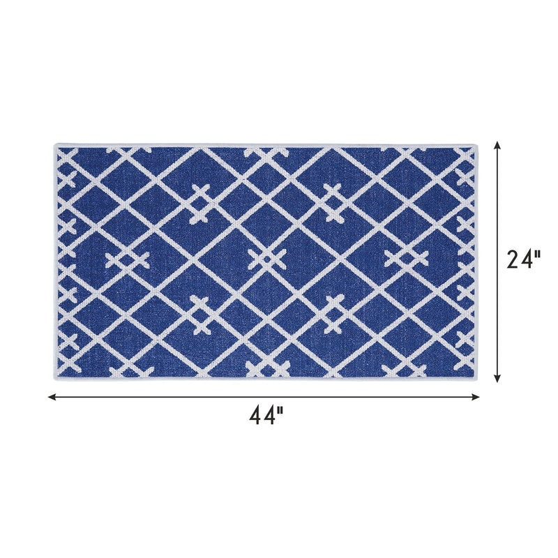 Geometric Design Multipurpose Floor Mat | 24"x44" | Navy