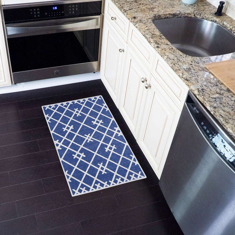 Geometric Design Multipurpose Floor Mat | 20"x31" | Navy