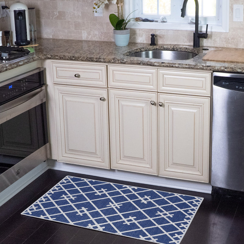 Geometric Design Multipurpose Floor Mat | 24"x44" | Navy