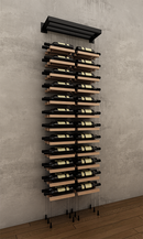 48 bottles double column two bottle deep wall mounted BUOYANT® cable wine rack (matte black hardware)