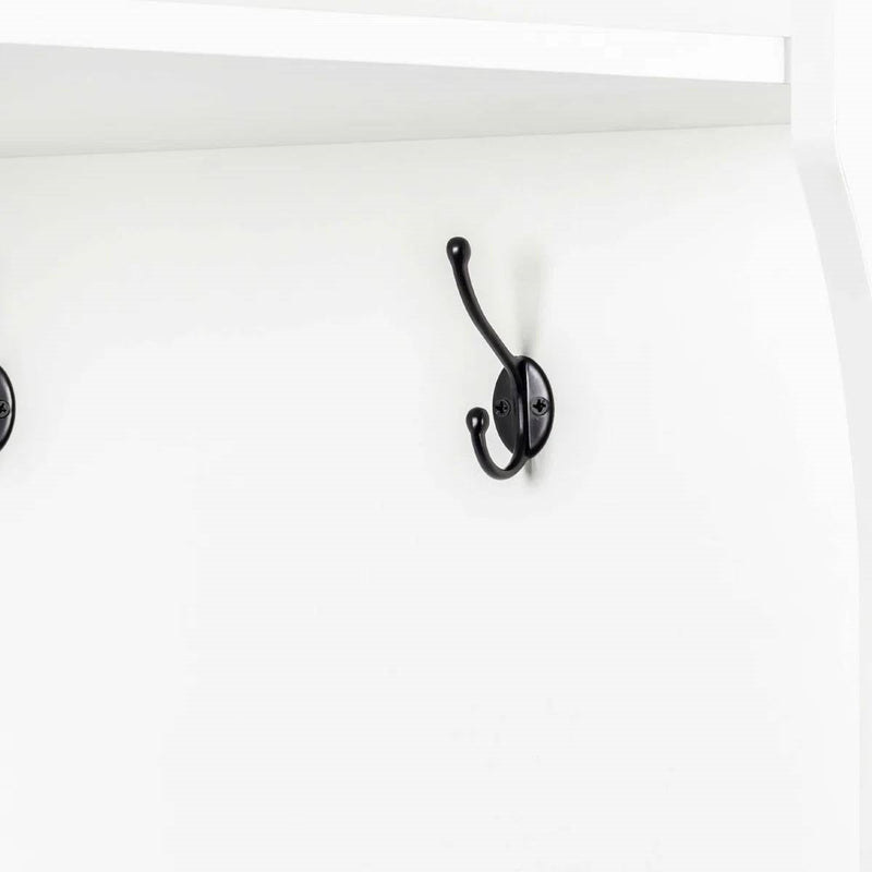 Modern White Corner Hall Tree Coat Rack Entryway Storage Cabinet Shoe Bench, photo 3 of 5