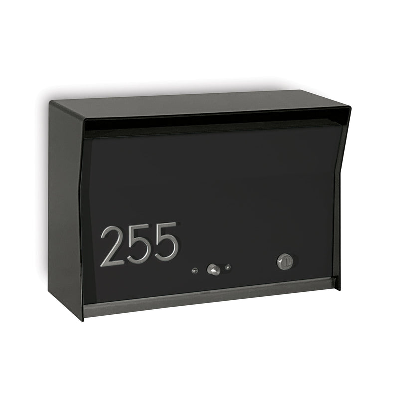 RetroBox Locking Wall Mount Mailbox in JET BLACK