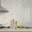Carrara Blanco Polished Chevron Marble Look Porcelain Mosaic