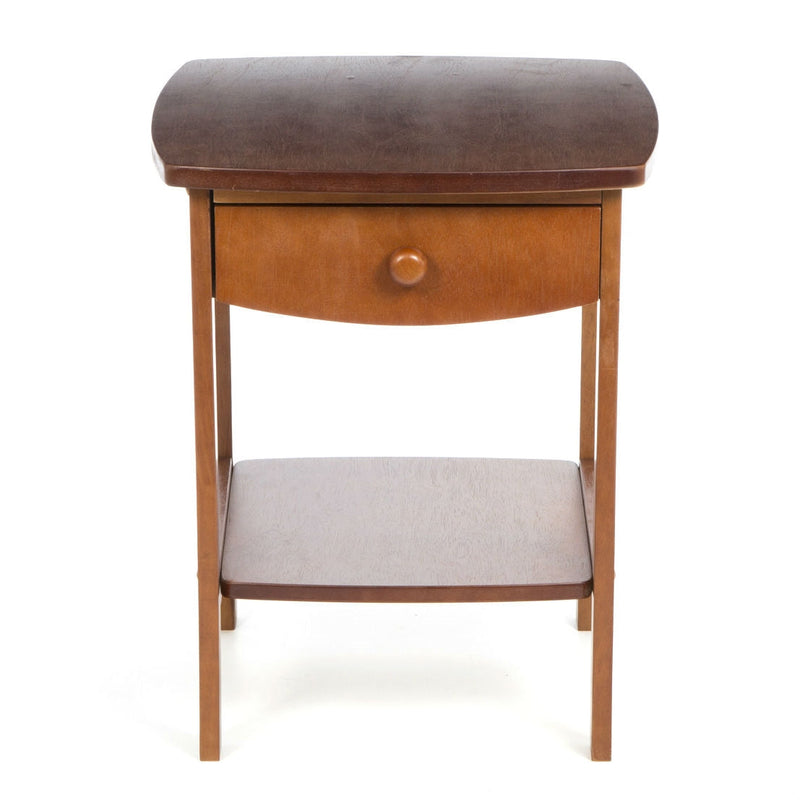 Walnut Wood Finish 1-Drawer Bedroom Nightstand Bedside Table, photo 3 of 3