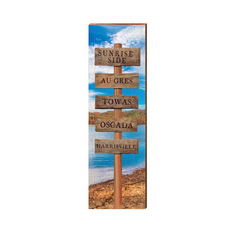 Sunrise Side, Michigan Directional Sign | Wall Art Print on Real Wood