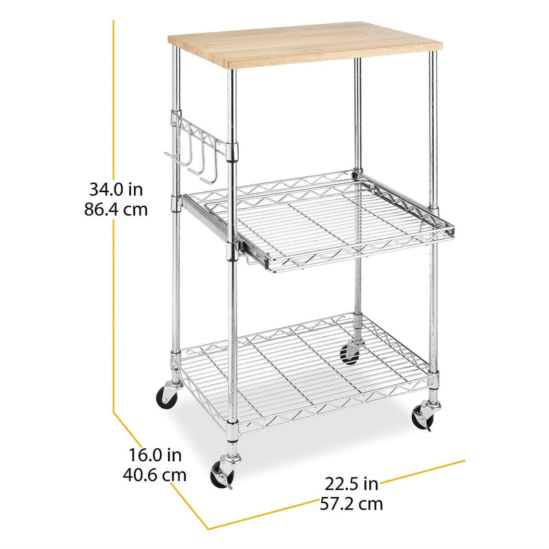 Sturdy Metal Kitchen Microwave Cart with Adjustable Shelves and Locking Wheels, photo 4 of 4
