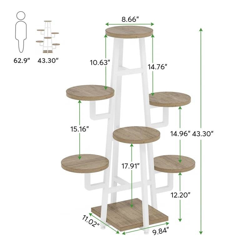 Modern Industrial Indoor Multi-Tier Plant Stand with White Metal Frame, photo 5 of 5