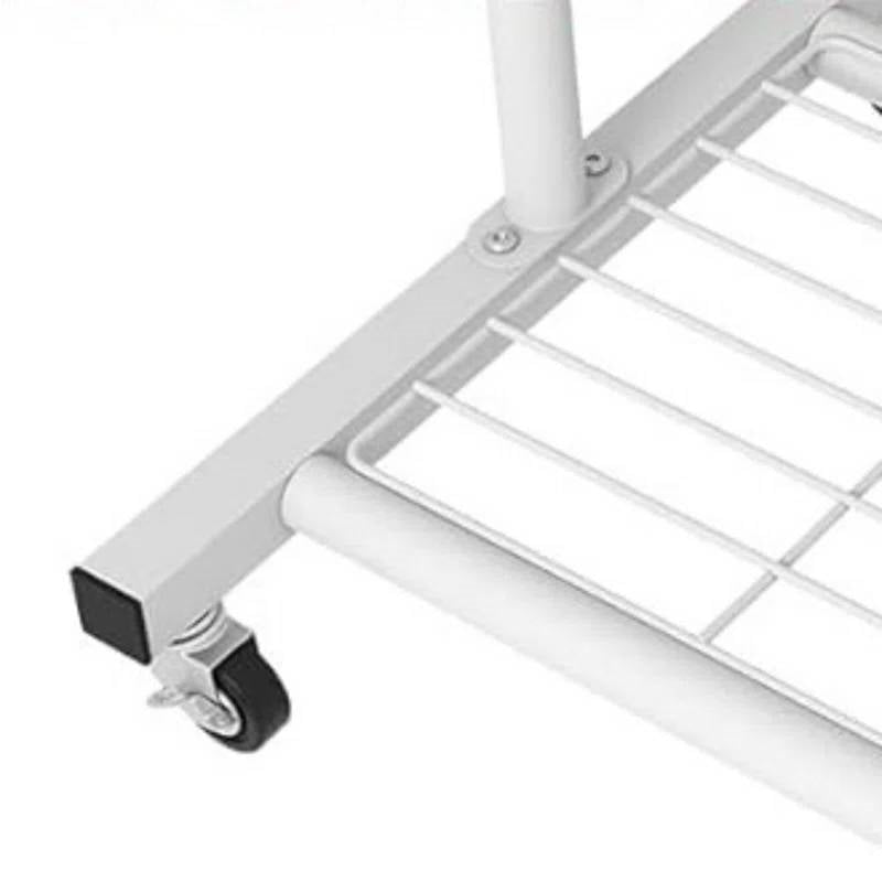 White Modern Garment Rack Clothes Hanging Rod with Lockable Wheels, photo 3 of 4
