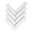 Blanc Matte Herringbone Ceramic Mosaic