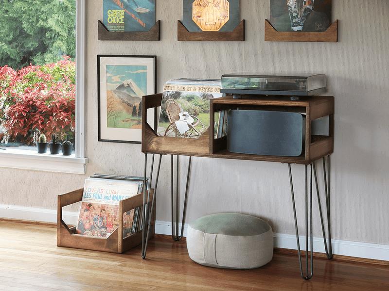 The Tallboy Turntable Station: Record Player Stand With Vinyl Record Storage