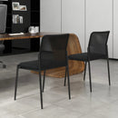 Waiting Room Chair Set of 2 with Ergonomic Mesh Backrest and Padded Seat-Black by LJGDeals