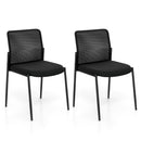 Waiting Room Chair Set of 2 with Ergonomic Mesh Backrest and Padded Seat-Black by LJGDeals