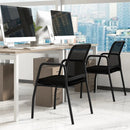 Waiting Room Chair Set of 2 Office Guest Chairs with Ergonomic Mesh Backrest-Black by LJGDeals