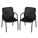 Waiting Room Chair Set of 2 Office Guest Chairs with Ergonomic Mesh Backrest-Black