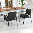 Waiting Room Guest Chair Set of 2 with Mixed PU Leather and Integrated Armrests-Black by LJGDeals