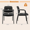 Waiting Room Guest Chair Set of 2 with Mixed PU Leather and Integrated Armrests-Black by LJGDeals