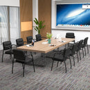Waiting Room Guest Chair Set of 2 with Mixed PU Leather and Integrated Armrests-Black by LJGDeals