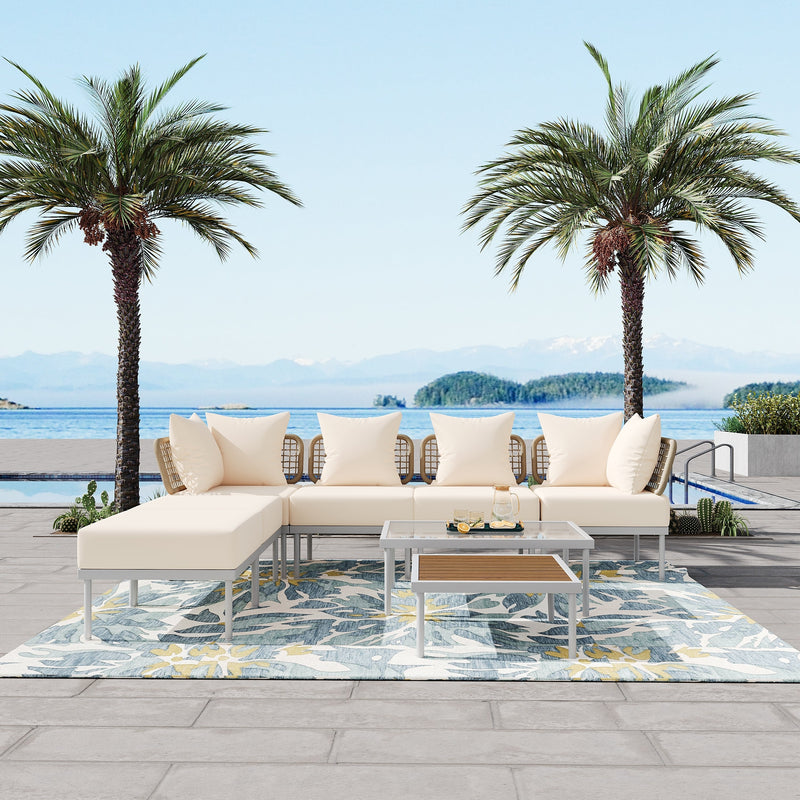 Walker Edison | Outdoor 8-Piece Sectional Sofa Set