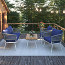 Walker Edison | Boho Rope 4-Piece Patio Chat Set