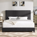Walker Edison | King Size Charcoal Grey Upholstered Platform Bed