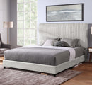 Walker Edison | King Size Minky Stone Upholstered Platform Bed