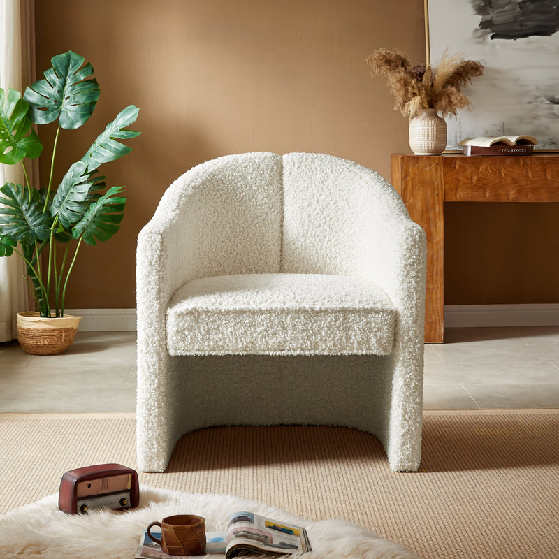 Walker Edison | Minimalist Boucle Curved Design Accent Chair